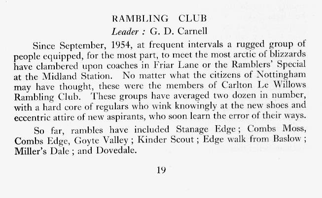 Report on Rambling Club,  1957